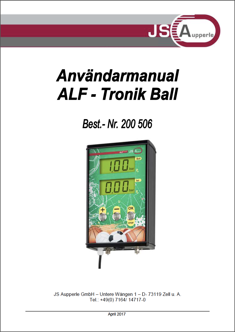 Användarmanual ALF Tronic Bollpump